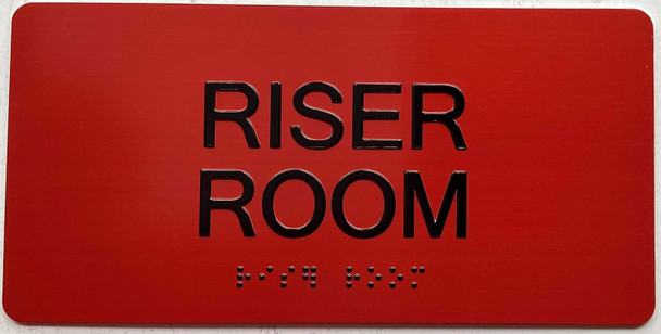 Riser Room  Raised letters & Grade 2 Braille - Includes Red Adhesive pad for Easy Installation - The Sensation line