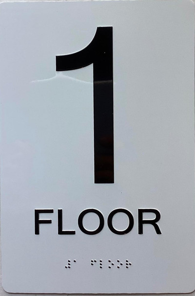 1st floor sign/Floor 1 sign with Raised letters/Image & Grade 2 Braille - Includes Red Adhesive pad for Easy Installation - The sensation line Sign