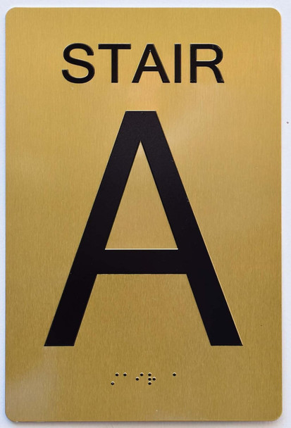Stair and floor sign Raised letters , Raised Image & Grade 2 Braille - Includes Red Adhesive pad for Easy Installation - The Sensation line (STAIR A)