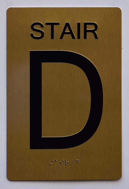 Stair and floor sign Raised letters , Raised Image & Grade 2 Braille - Includes Red Adhesive pad for Easy Installation - The Sensation line (STAIR D)
