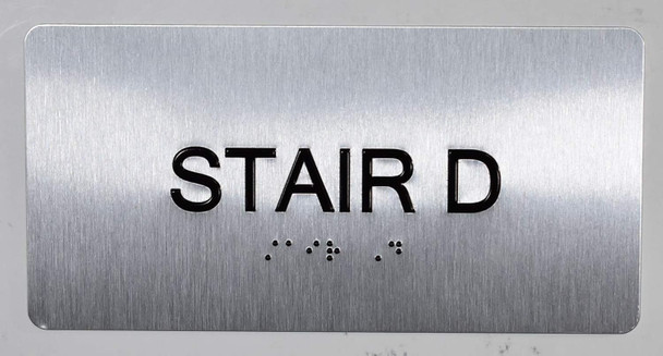 Stair D Sign Silver-Tactile Touch Braille Sign - The Sensation line