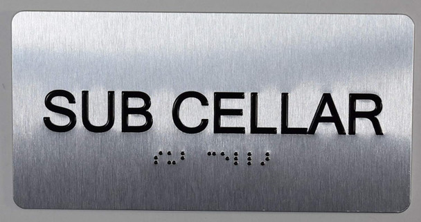 SUB Cellar Floor Number Sign Silver-Tactile Touch Braille Sign - The Sensation line