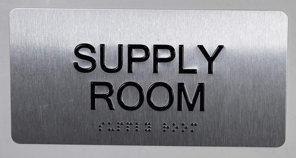 Supply Room Sign Silver-Tactile Touch Braille Sign - The Sensation line
