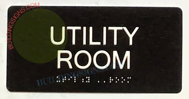 UTILITY ROOM SIGN Braille Sign with Raised Tactile Graphics and Letters -The Sensation line