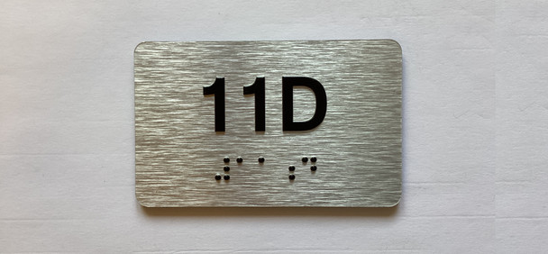 Apartment Number unit 11D Braille Sign