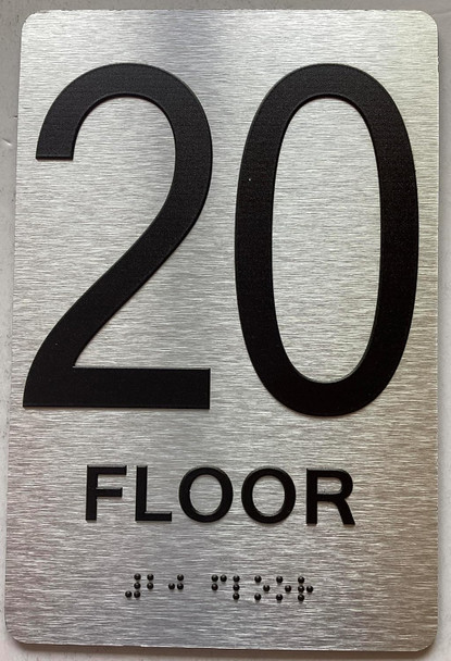 20th floor sign with Raised letters/Image & Grade 2 Braille - Includes Red Adhesive pad for Easy Installation - The park Ave Line Sign