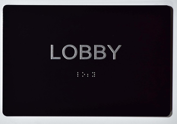 Black Floor number  -Tactile Graphics Grade 2 Braille Text with raised letters aluminum, Safety  for Office, school Hospital, Apartment BLACK (Lobby )