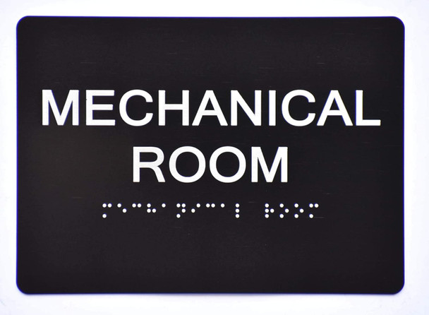 Black Floor number  -Tactile Graphics Grade 2 Braille Text with raised letters aluminum, Safety  for Office, school Hospital, Apartment BLACK (Mechnical Room)