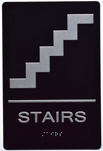 Black Floor number  -Tactile Graphics Grade 2 Braille Text with raised letters aluminum, Safety  for Office, school Hospital, Apartment BLACK (Stairs )