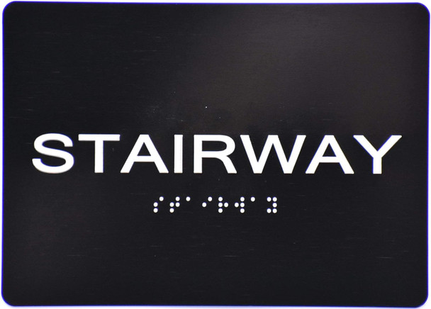 Black Floor number  -Tactile Graphics Grade 2 Braille Text with raised letters aluminum, Safety  for Office, school Hospital, Apartment BLACK (Stairway)