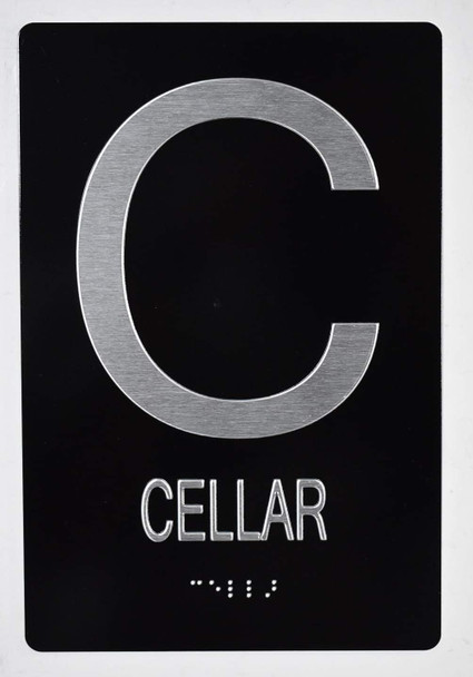 Cellar Floor Number Braille  With Raised Tactile Graphics And Letters - The Sensation Line