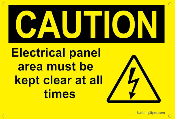Electrical Panel Area Must Be Kept Clear At All Times
