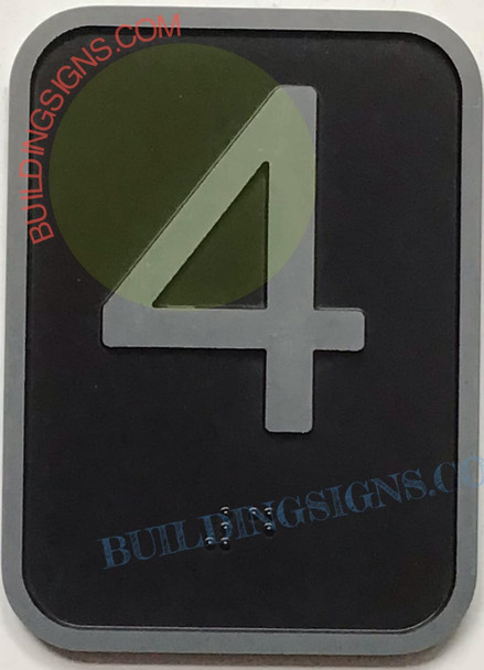 ELEVATOR 4TH FLOOR NUMBER - ELEVATOR JAMB PLATE 4TH FLOOR  -THE IRON LINE