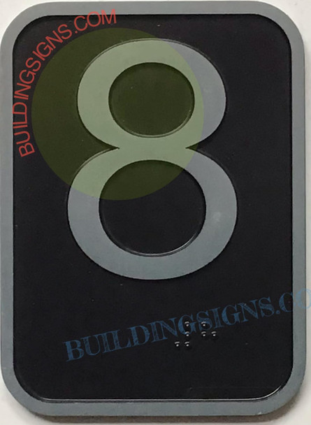 ELEVATOR 8TH FLOOR NUMBER - ELEVATOR JAMB PLATE 8TH FLOOR NUMBER  -THE IRON LINE