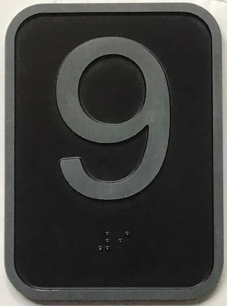 ELEVATOR 9TH FLOOR NUMBER - ELEVATOR JAMB PLATE 9TH FLOOR NUMBER  -THE IRON LINE