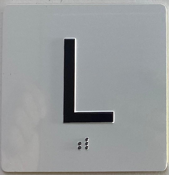 Elevator floor L /jamb plate floor Lobby  letters/Image & Grade 2 Braille - Includes Red Adhesive pad for Easy Installation - The Sensation line