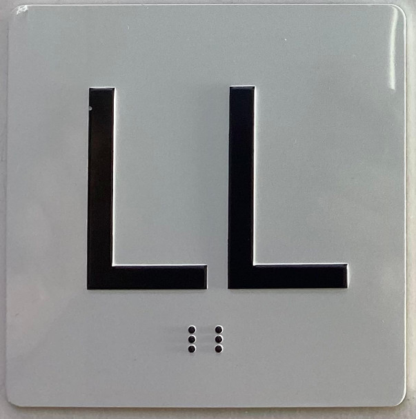 Elevator floor LL /jamb plate floor Lower Level  letters/Image & Grade 2 Braille - Includes Red Adhesive pad for Easy Installation - The Sensation line