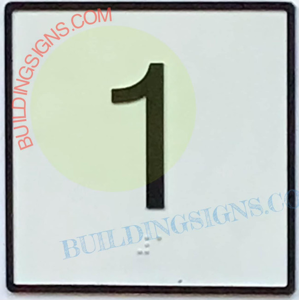 ELEVATOR FLOOR NUMBER 1 - ELEVATOR JAMB PLATE 1  -THE IRON LINE