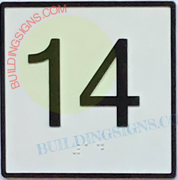 Elevator Floor Number 14 - Elevator JAMB Plate Floor 14  -The Iron LINE