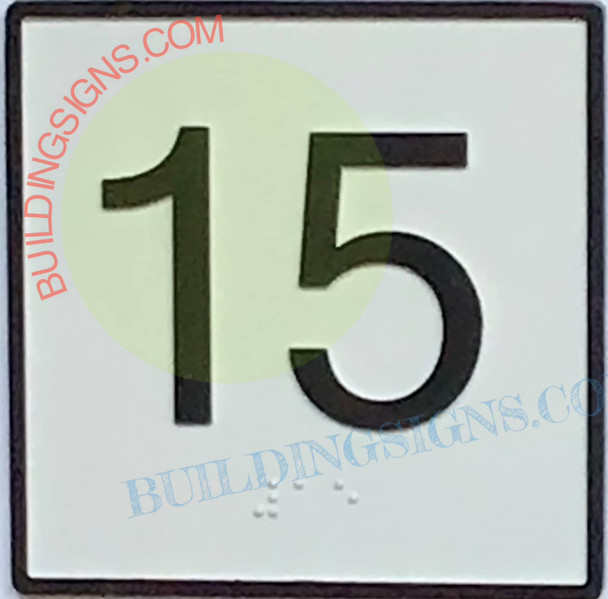 Elevator Floor Number 15 - Elevator JAMB Plate Floor 15  -The Iron LINE