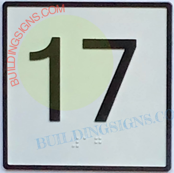 Elevator Floor Number 17 - Elevator JAMB Plate Floor 17  -The Iron LINE