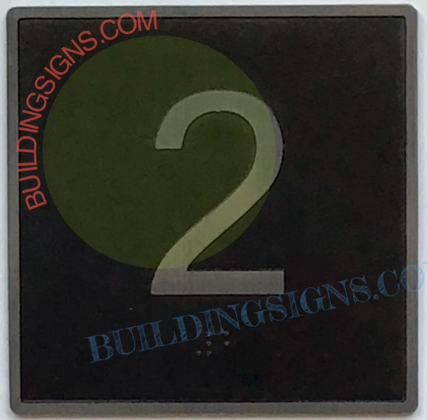 ELEVATOR FLOOR NUMBER 2 - ELEVATOR JAMB PLATE FLOOR 2  -THE IRON LINE