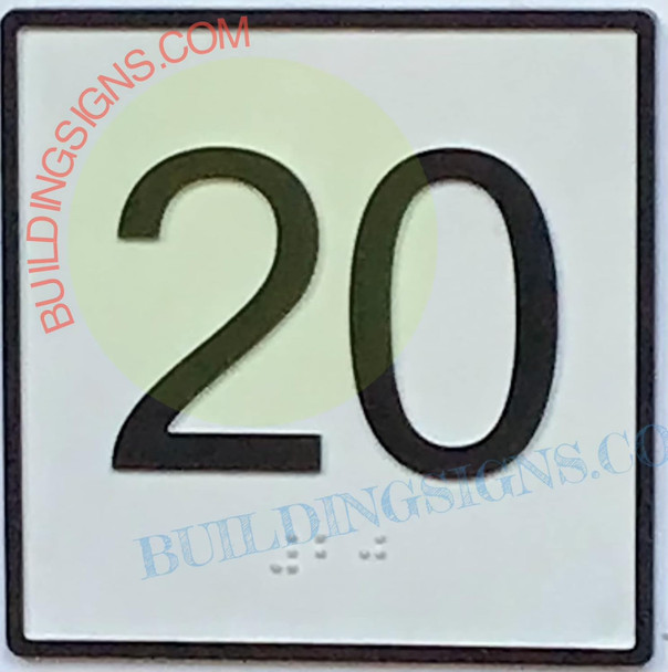 Elevator Floor Number 20 - Elevator JAMB Plate Floor 20  -The Iron LINE
