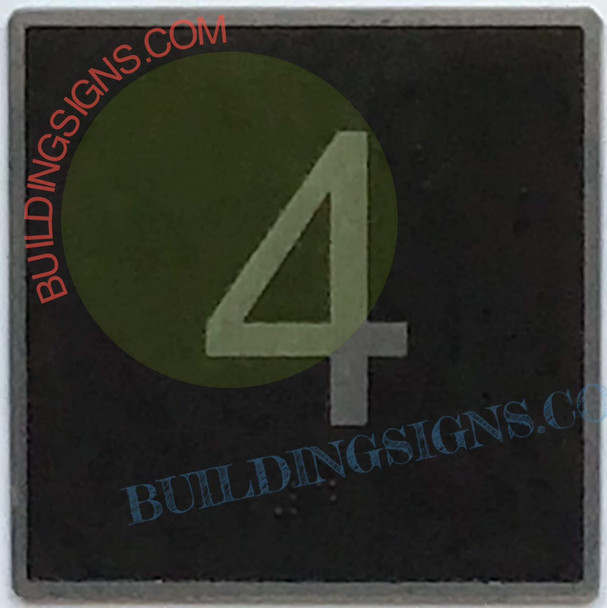 ELEVATOR FLOOR NUMBER 4 - ELEVATOR JAMB PLATE FLOOR 4  -THE IRON LINE