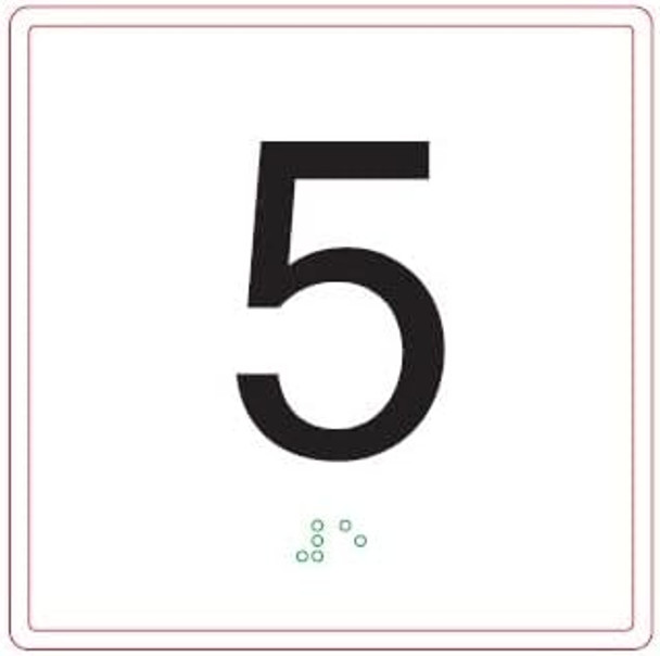 ELEVATOR FLOOR NUMBER 5 - ELEVATOR JAMB PLATE FLOOR 5  -THE IRON LINE