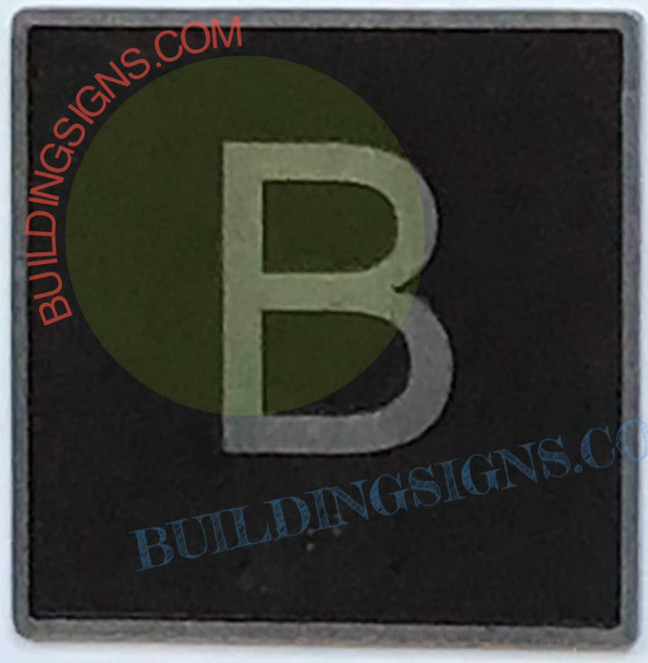 ELEVATOR FLOOR NUMBER B - ELEVATOR JAMB PLATE FLOOR B  -THE IRON LINE