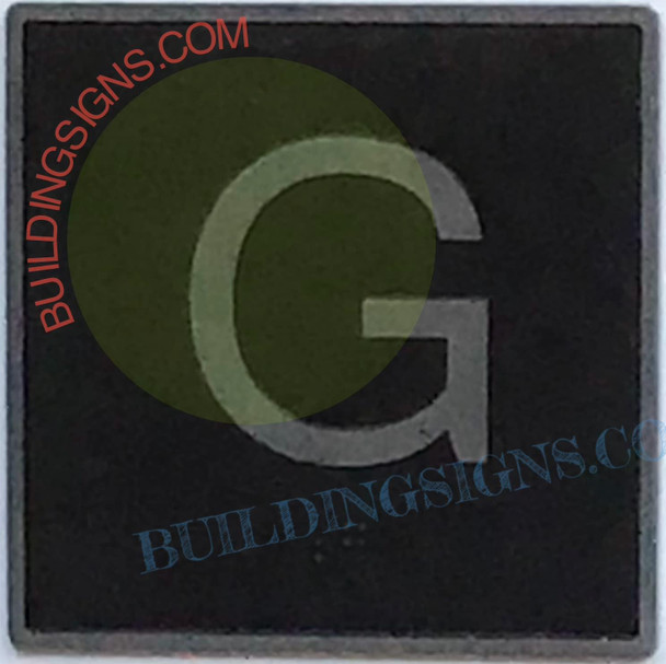 ELEVATOR FLOOR NUMBER G - ELEVATOR JAMB PLATE FLOOR G  -THE IRON LINE