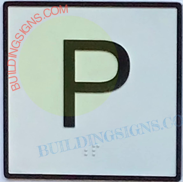 Elevator Floor Number P - Elevator JAMB Plate Floor P  -The Iron LINE