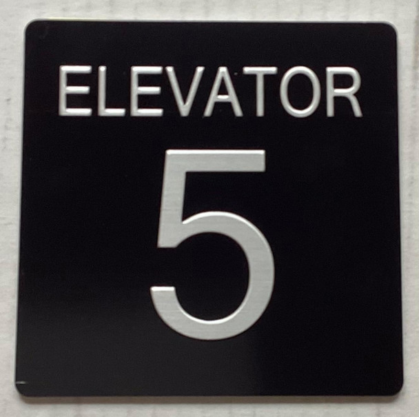 ELEVATOR FLOOR NUMBER  with Raised letters/Image & Grade 2 Braille - Includes Red Adhesive pad for Easy Installation - The sensation line (ELEVATOR NUMBER 5)