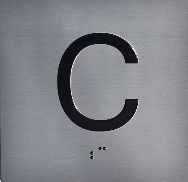 Elevator JAMB Plate with Braille - Elevator Floor Number Brush SILVER (C- CELLAR)