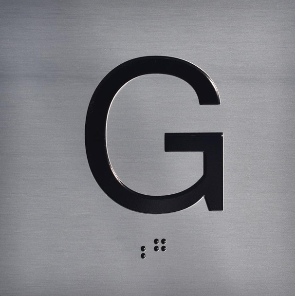 Elevator JAMB Plate with Braille - Elevator Floor Number Brush SILVER (G- GROUND )