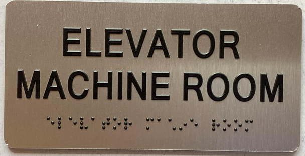 ELEVATOR MACHINE ROOM  with Raised letters/Image & Grade 2 Braille - Includes Red Adhesive pad for Easy Installation - The park Ave Line