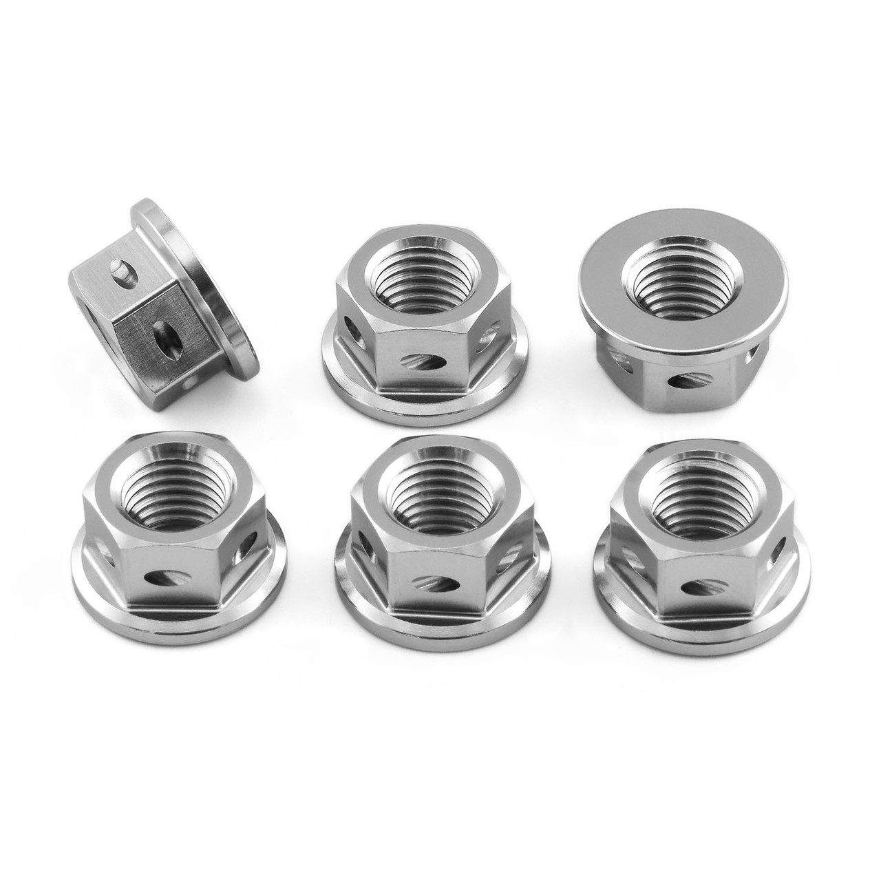 Titanium Sprocket Nuts M10x(1.25mm) Drilled Pack x6 | Pro-Bolt
