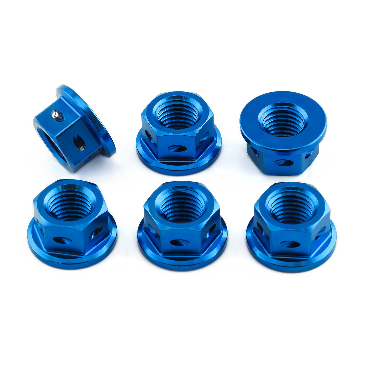 Titanium Sprocket Nuts M10x(1.25mm) Drilled Pack x6 | Pro-Bolt