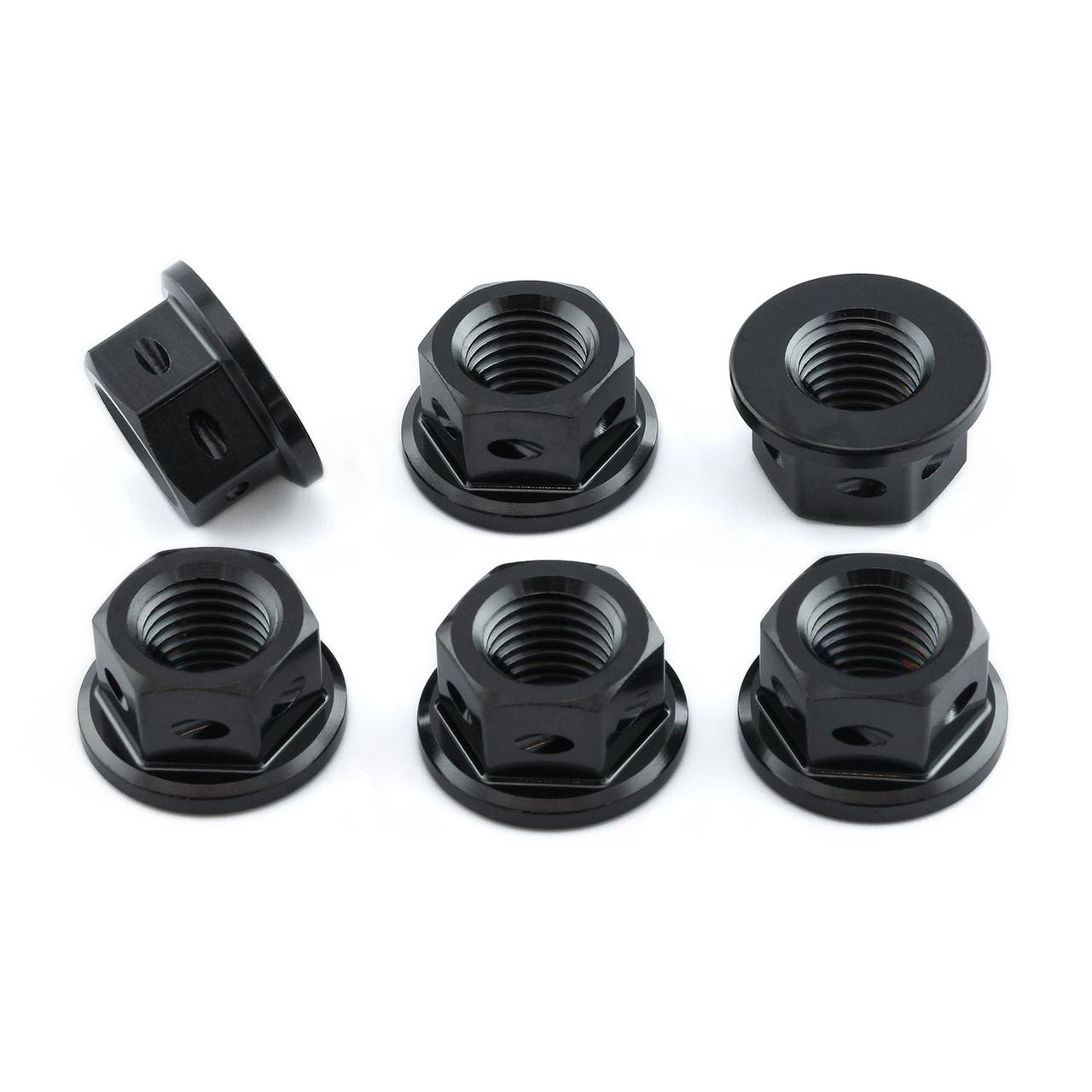 Titanium Sprocket Nuts M10x(1.25mm) Drilled Pack x6 | Pro-Bolt