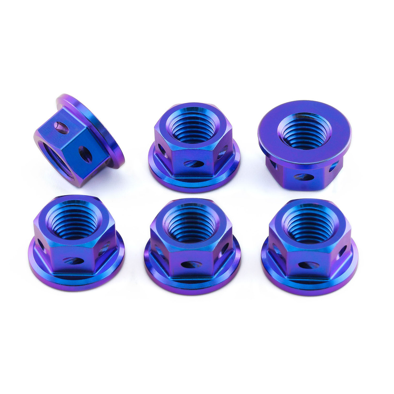 Titanium Sprocket Nuts M10x(1.25mm) Drilled Pack x6 | Pro-Bolt