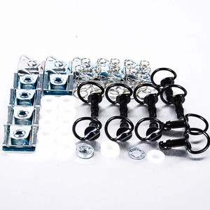 アルミ クイックリリース＆クリップ 3mm径x長さ19mm Dリング (10個パック) ブラック