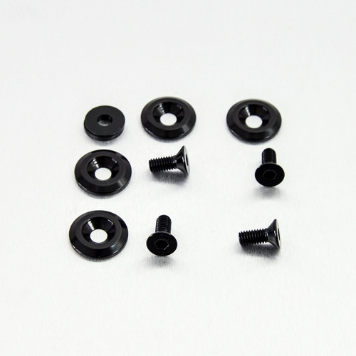 アルミニウム カウンターシャンクボルトs (M6x15mm) ワッシャ (M6x22mm) 4個入りパック ブラック