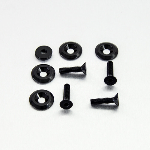 アルミニウム カウンターシャンクボルトs (M6x25mm) ワッシャ (M6x22mm) 4個入りパック ブラック