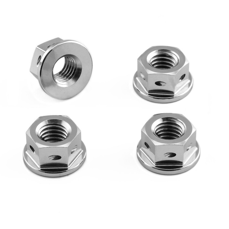 Titanium Sprocket Nuts M8x(1.25mm) Drilled Pack x4