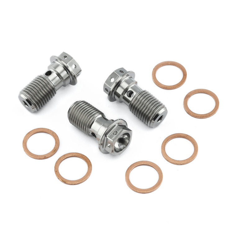 Titanium Banjo Bolt Single M10x(1.00mm) Front Brake Master Cylinder Race Spec Pack x3