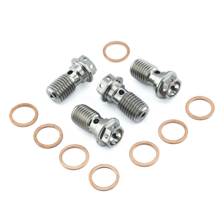 チタン バンジョーボルト シングル M10 x (1.25mm) レーススペック 4個パック フロントマスターシリンダー