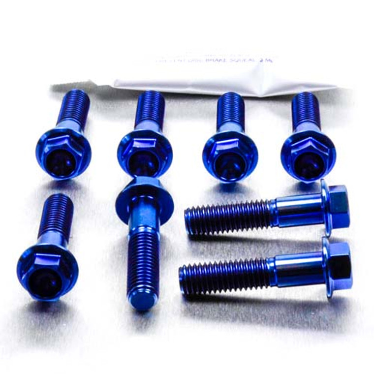 Titanium Top & Bottom Clamp Yoke Pinch Kit Blue