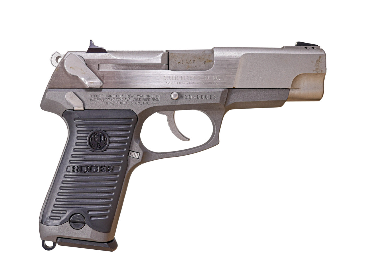 中古 美品 R.E.G. O-K ALL STAINLESS 45 Sturm Ruger - KP90 Stainless, .45 ACP Cal. #16007 - Connecticut