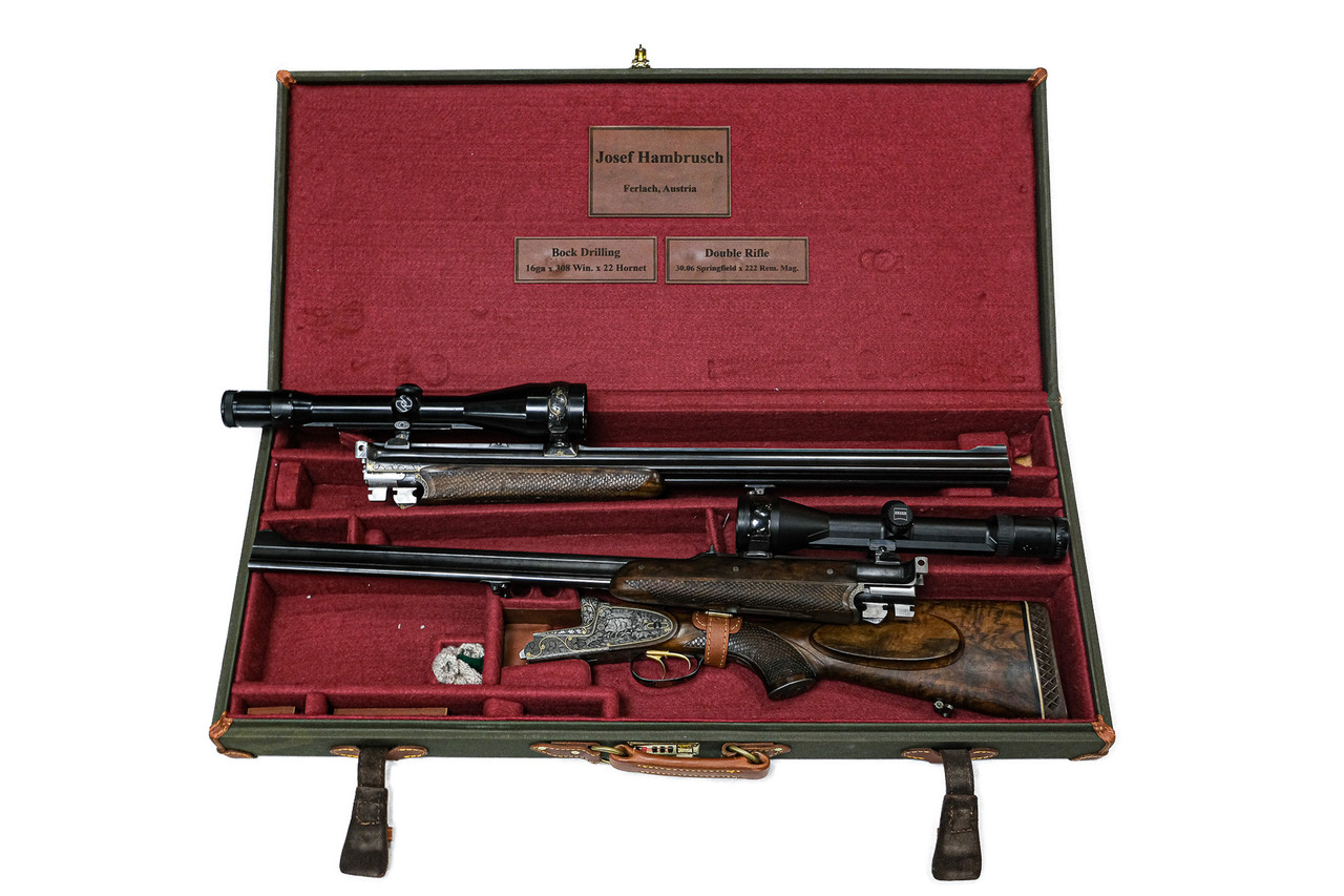 Hambrusch - Sidelock Drilling Rifle, Two Barrel Set, 24 7/8