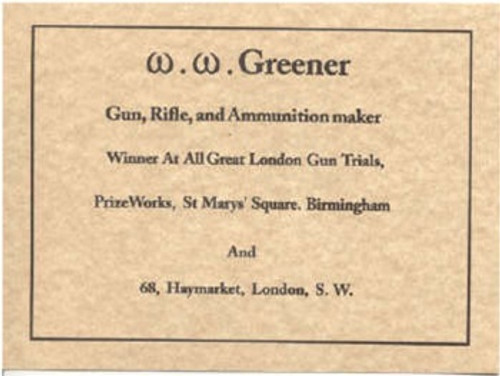 W. W. Greener Label